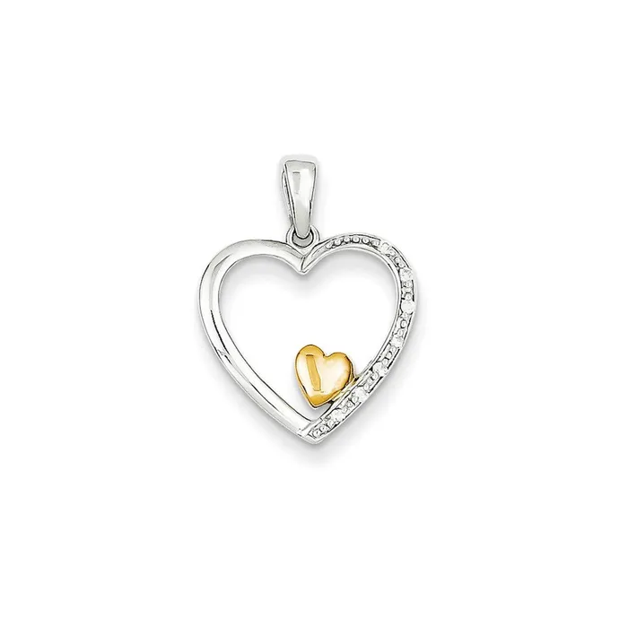 Goldiacom 14k Two tone Diamond Heart Pendant Rings