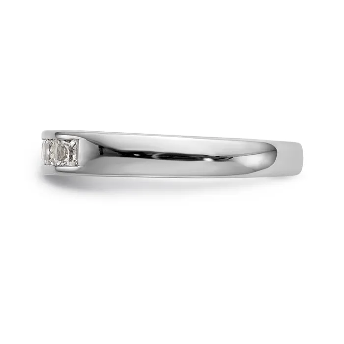 Goldiacom 14K White Gold 7 Stone Diamond Channel Band Rings