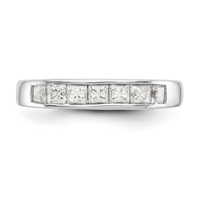 Goldiacom 14K White Gold 7 Stone Diamond Channel Band Rings