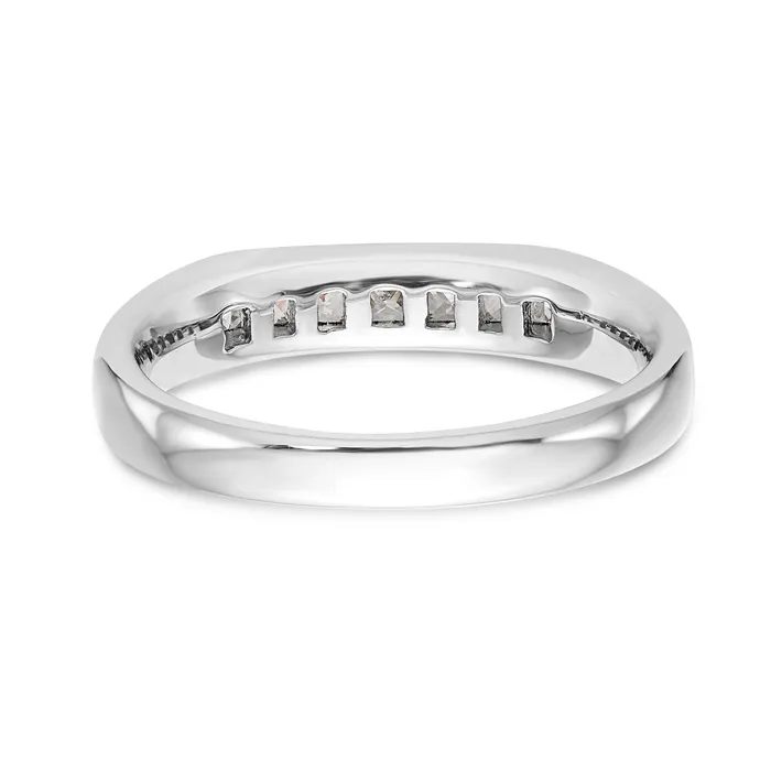 Goldiacom 14K White Gold 7 Stone Diamond Channel Band Rings