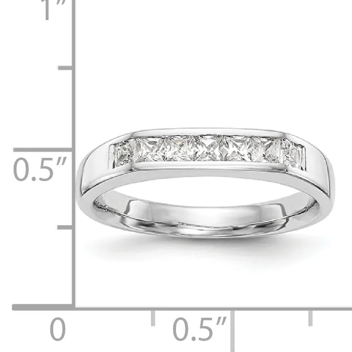 Goldiacom 14K White Gold 7 Stone Diamond Channel Band Rings