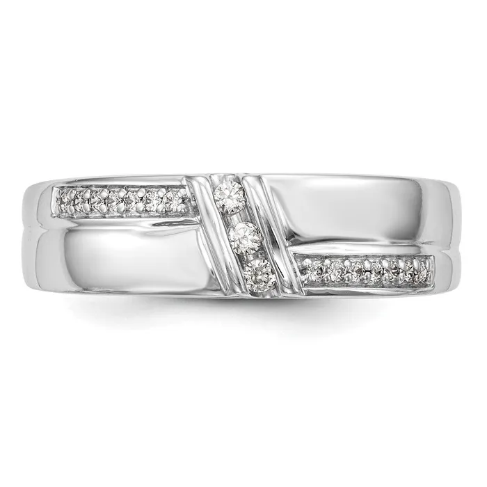 Goldiacom 14K White Gold Complete Real Diamond Trio Mens Wedding Band Rings