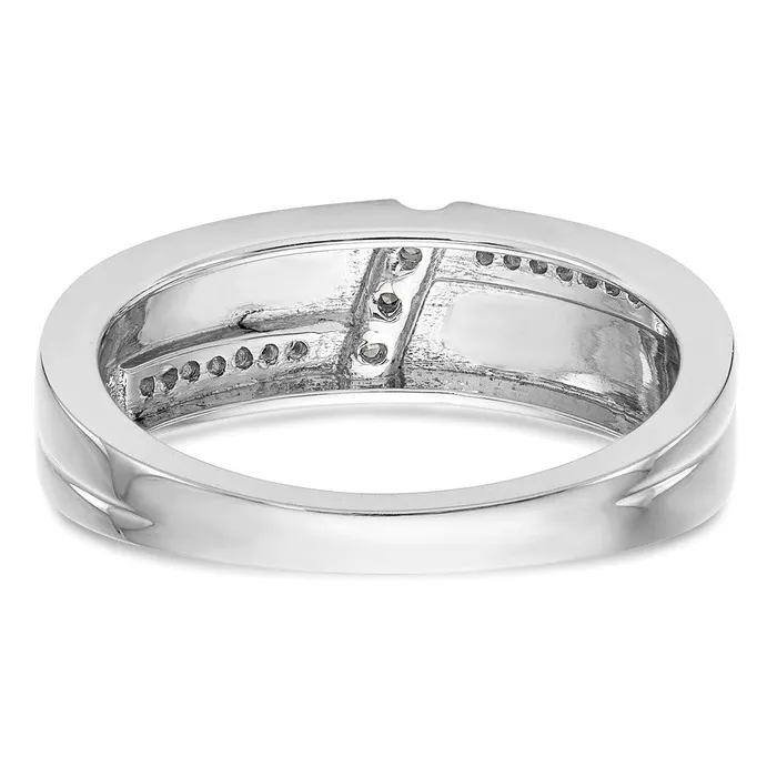 Goldiacom 14K White Gold Complete Real Diamond Trio Mens Wedding Band Rings