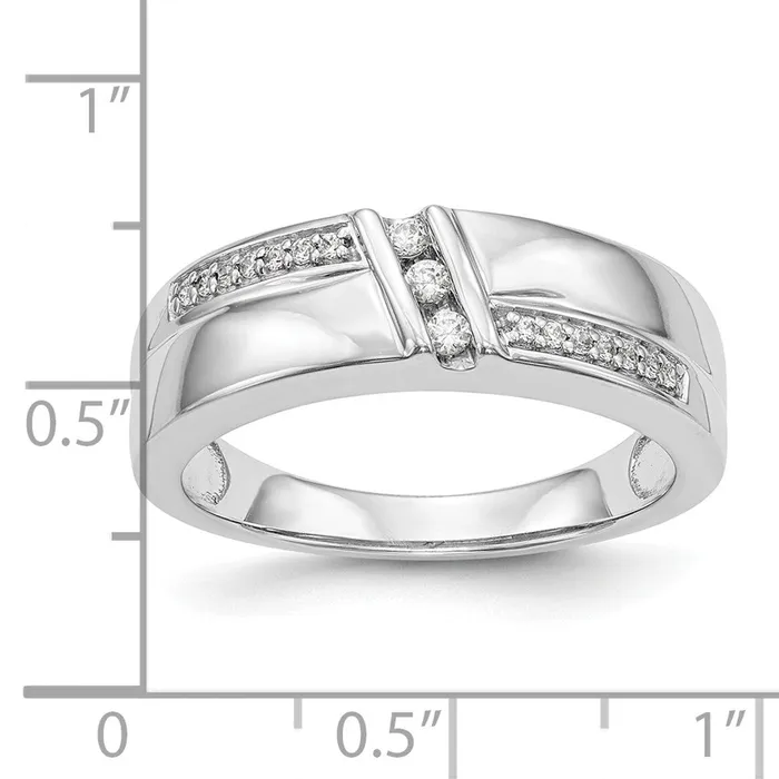 Goldiacom 14K White Gold Complete Real Diamond Trio Mens Wedding Band Rings