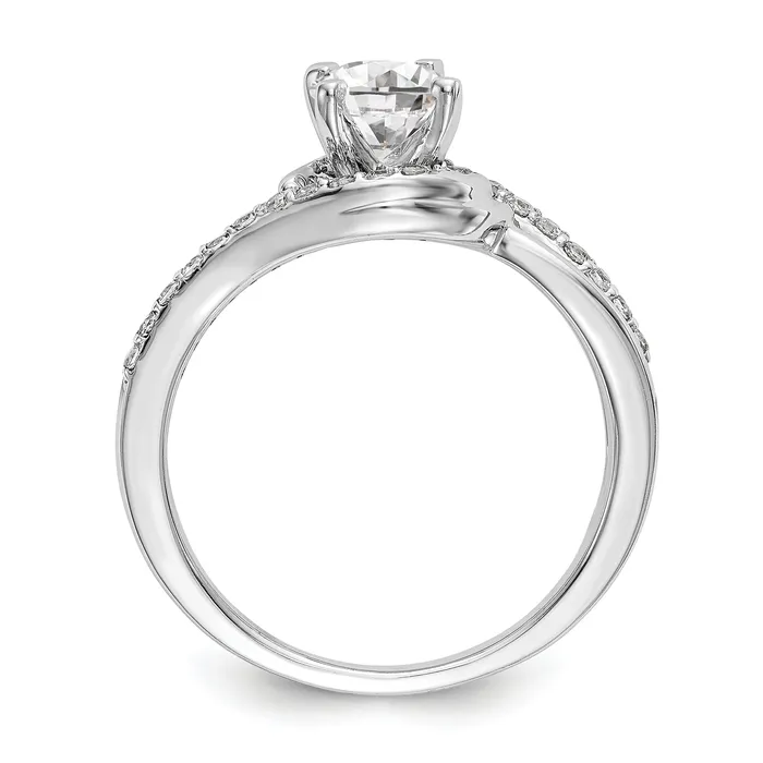 Goldiacom 14k White Gold Diamond Round CZ By Pass Engagement Ring Rings