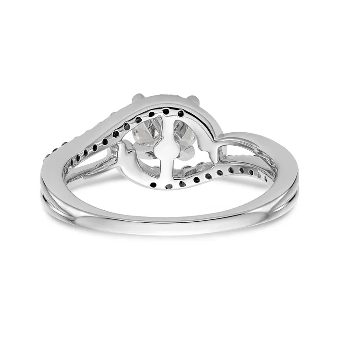 Goldiacom 14k White Gold Diamond Round CZ By Pass Engagement Ring Rings