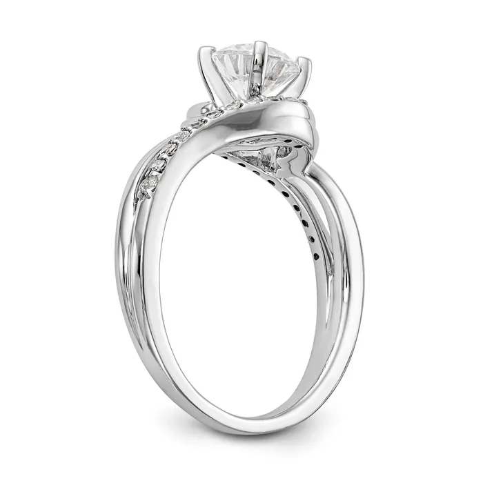 Goldiacom 14k White Gold Diamond Round CZ By Pass Engagement Ring Rings