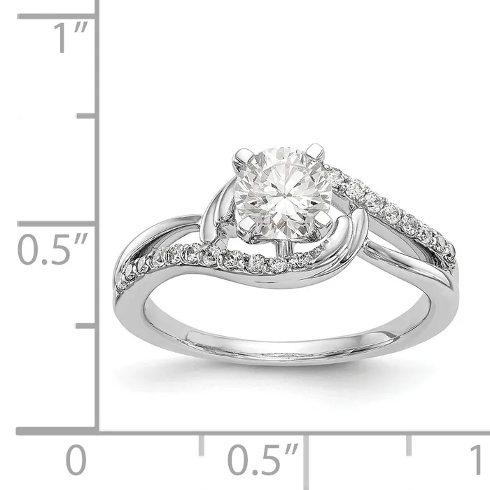 Goldiacom 14k White Gold Diamond Round CZ By Pass Engagement Ring Rings