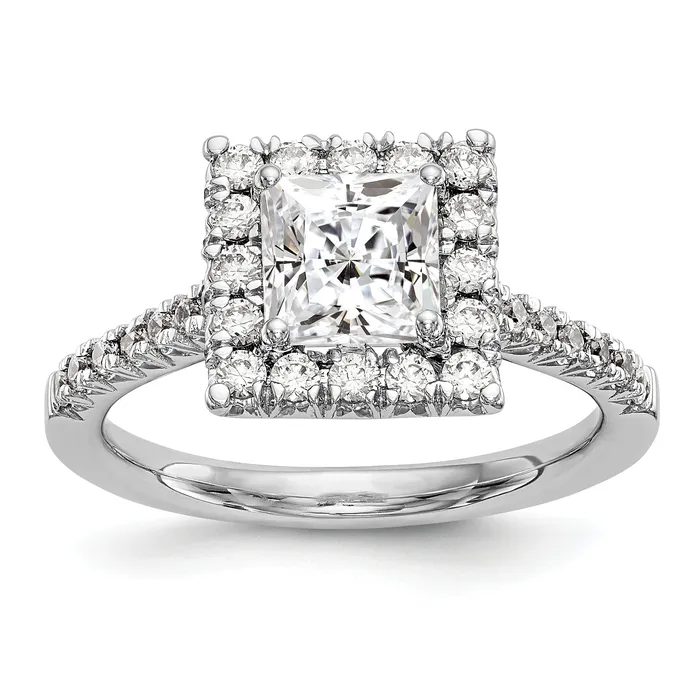 Goldiacom 14kw Square Halo Simulated Diamond Engagement Ring Rings