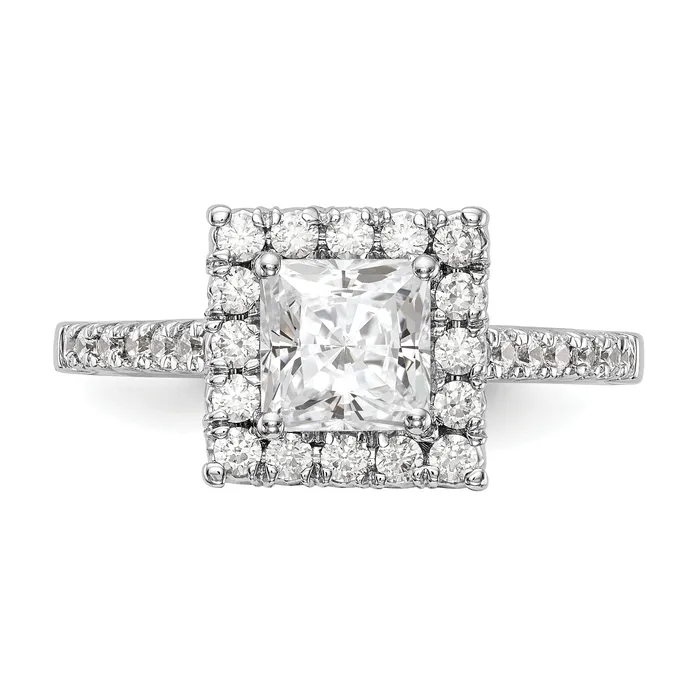 Goldiacom 14kw Square Halo Simulated Diamond Engagement Ring Rings