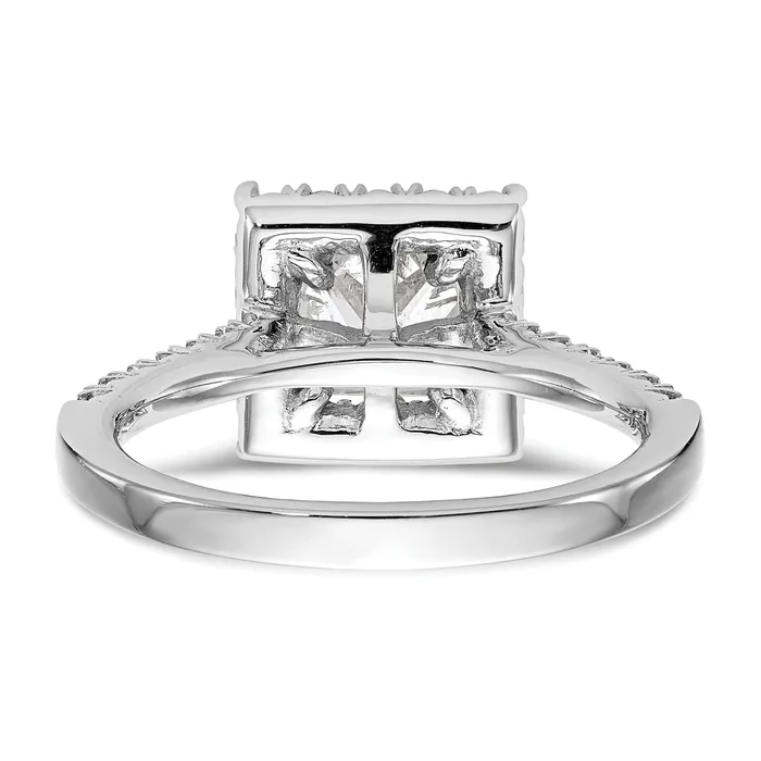 Goldiacom 14kw Square Halo Simulated Diamond Engagement Ring Rings