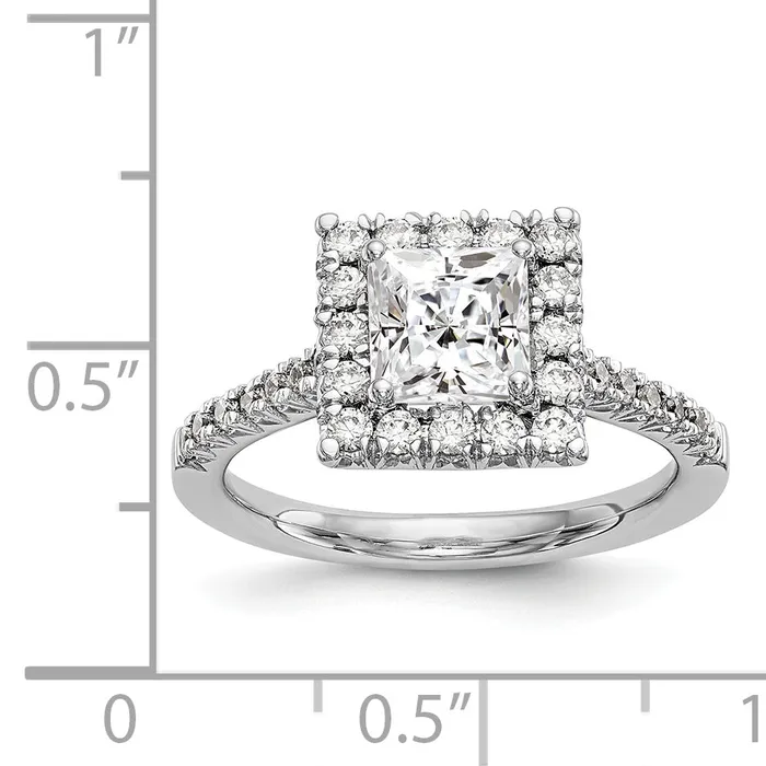 Goldiacom 14kw Square Halo Simulated Diamond Engagement Ring Rings