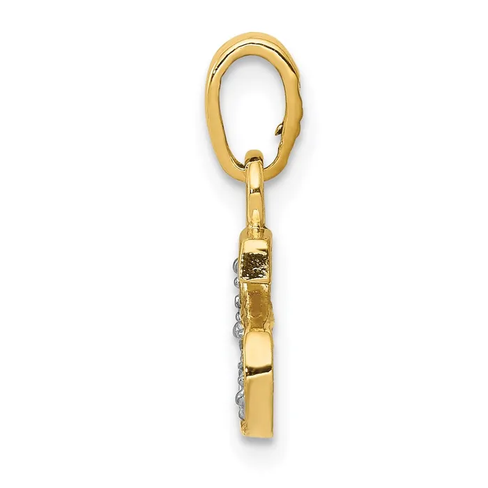 Goldiacom Charm Necklaces 14k and Rhodium Polished 01ct Diamond Initial S Charm