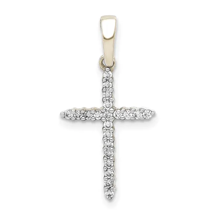 Goldiacom Necklaces 10K White Gold 16ct Simulated Diamond Cross Pendant