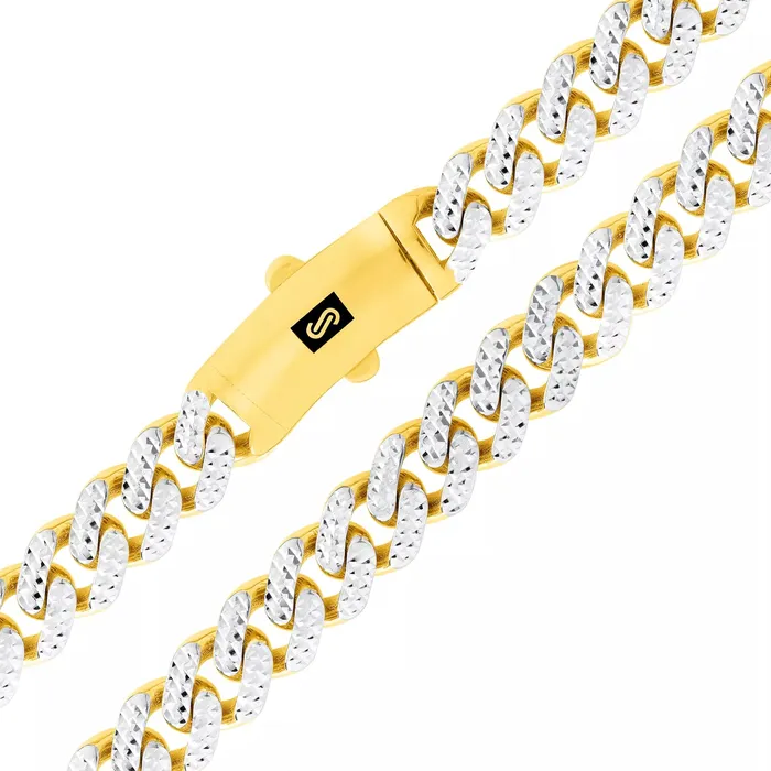 Goldiacom Necklaces 10K Yellow Gold Miami Cuban 9mm Monaco Diamond Cut Pave Chain Necklace 18 30 Goldiacom Necklaces 10K Yellow Gold Miami Cuban 9mm Monaco Diamond Cut Pave Chain Necklace 18 30