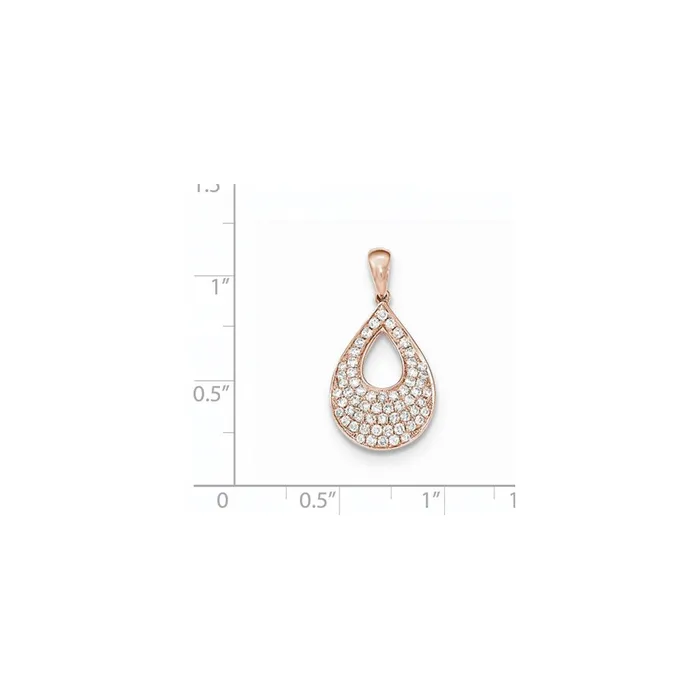 Goldiacom Necklaces 14K Rose Gold Pav Diamond Teardrop Pendant