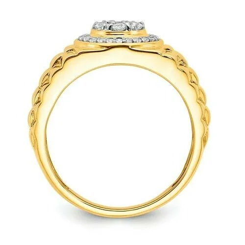 Goldiacom Rings 12 Ct Real Diamond Mens Ring in 10K Yellow and White Gold