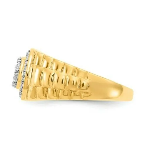 Goldiacom Rings 12 Ct Real Diamond Mens Ring in 10K Yellow and White Gold