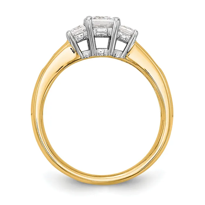 Goldiacom Rings 14K Two tone 3 Stone Simulated Diamond Engagement Ring