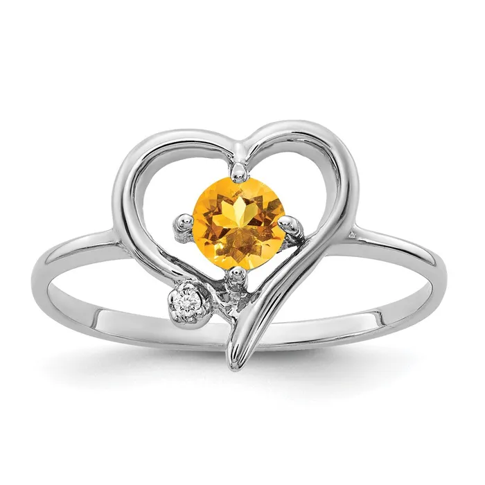 Goldiacom Rings 14k White Gold 4mm Citrine A Real Diamond ring