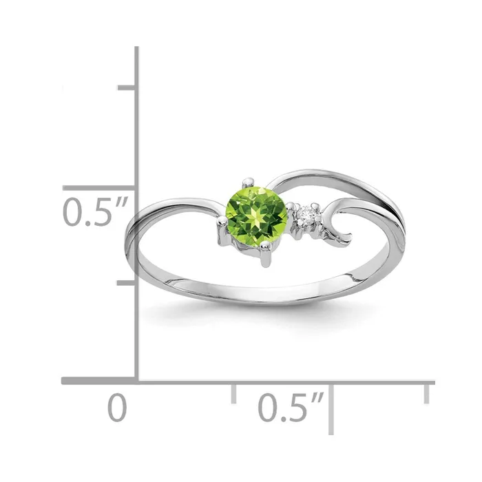 Goldiacom Rings 14k White Gold 4mm Peridot AAA Real Diamond ring