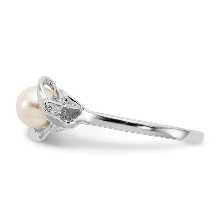 Goldiacom Rings 14k White Gold 55mm FW Cultured Pearl A Real Diamond ring
