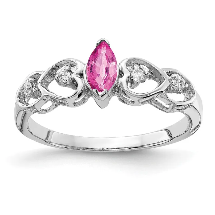 Goldiacom Rings 14k White Gold 6x3mm Marquise Pink Sapphire AA Real Diamond ring Goldiacom Rings 14k White Gold 6x3mm Marquise Pink Sapphire AA Real Diamond ring