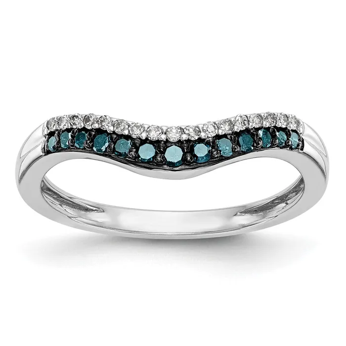Goldiacom Rings 14k White Gold Blue White Real Diamond Band