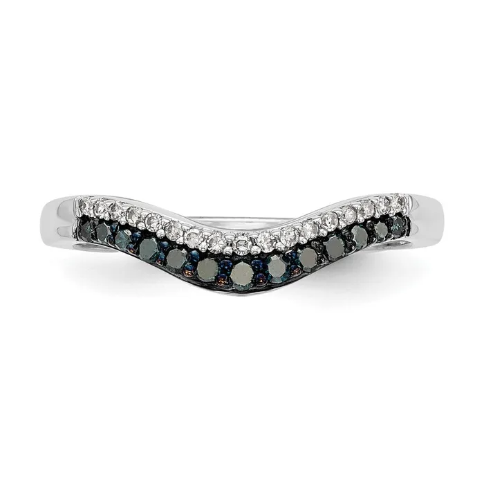 Goldiacom Rings 14k White Gold Blue White Real Diamond Band