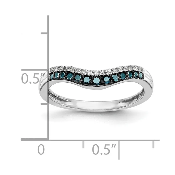 Goldiacom Rings 14k White Gold Blue White Real Diamond Band