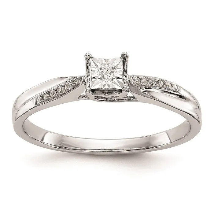 Goldiacom Rings 14K White Gold Complete Real Diamond Engagement Ring