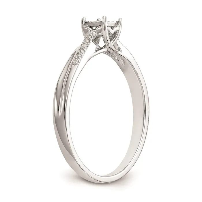 Goldiacom Rings 14K White Gold Complete Real Diamond Engagement Ring