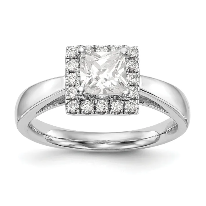 Goldiacom Rings 14k White Gold Princess Halo Simulated Diamond Engagement Ring Goldiacom Rings 14k White Gold Princess Halo Simulated Diamond Engagement Ring