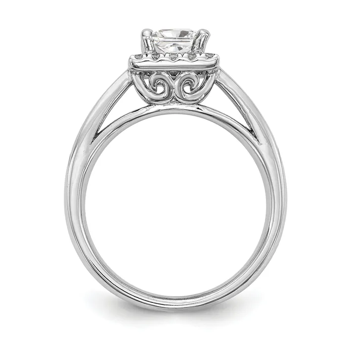 Goldiacom Rings 14k White Gold Princess Halo Simulated Diamond Engagement Ring Goldiacom Rings 14k White Gold Princess Halo Simulated Diamond Engagement Ring