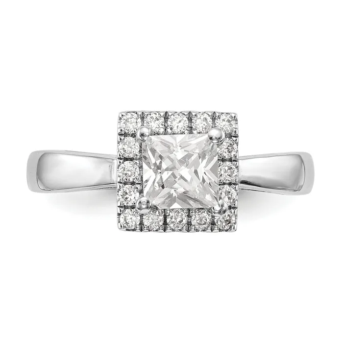 Goldiacom Rings 14k White Gold Princess Halo Simulated Diamond Engagement Ring Goldiacom Rings 14k White Gold Princess Halo Simulated Diamond Engagement Ring