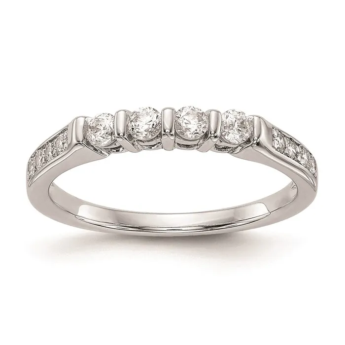 Goldiacom Rings 14k White Gold Real Diamond Wedding Band