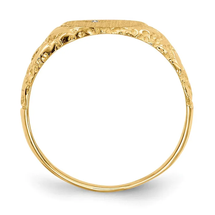 Goldiacom Rings 14K Yellow Gold 110x90mm Real Diamond Signet Ring
