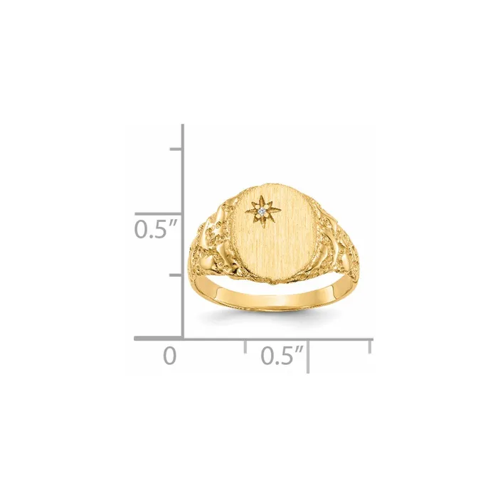 Goldiacom Rings 14K Yellow Gold 110x90mm Real Diamond Signet Ring