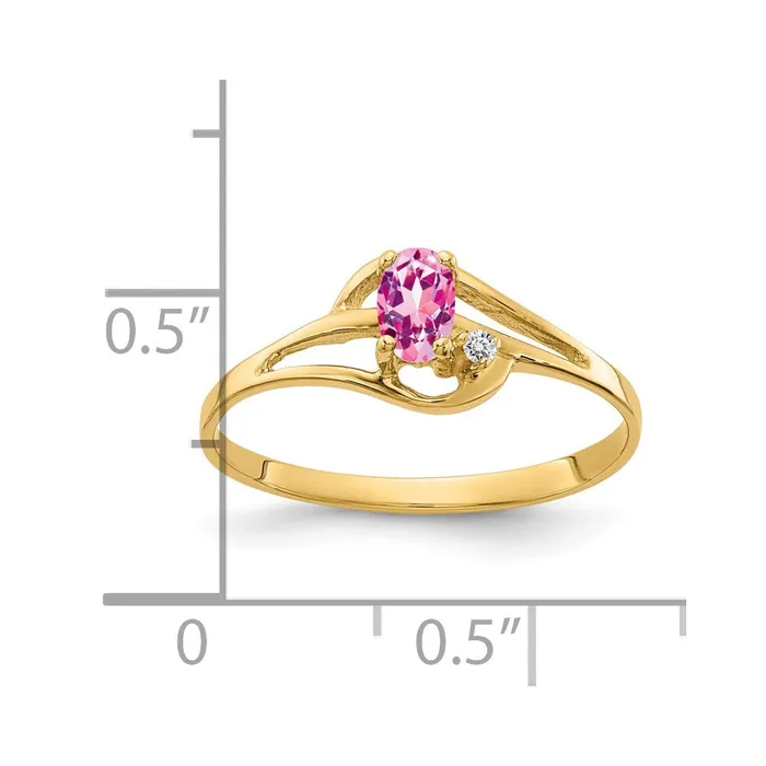 Goldiacom Rings 14K Yellow Gold 5x3mm Oval Pink Sapphire A Real Diamond ring