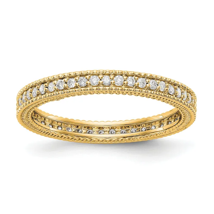 Goldiacom Rings 14k Yellow Gold Polished 13CT Milgrain Edge Diamond Eternity Band Goldiacom Rings 14k Yellow Gold Polished 13CT Milgrain Edge Diamond Eternity Band