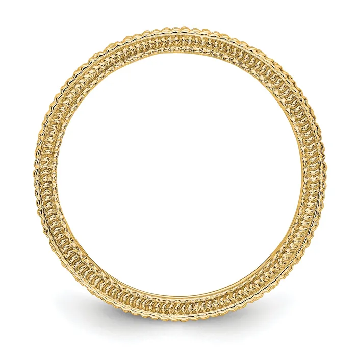 Goldiacom Rings 14k Yellow Gold Polished 13CT Milgrain Edge Diamond Eternity Band