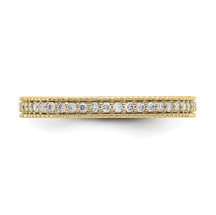 Goldiacom Rings 14k Yellow Gold Polished 13CT Milgrain Edge Diamond Eternity Band
