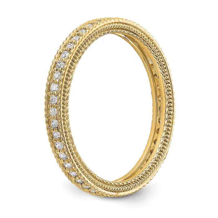 Goldiacom Rings 14k Yellow Gold Polished 13CT Milgrain Edge Diamond Eternity Band