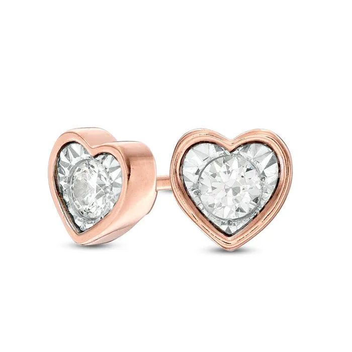 Goldia Earrings 017 CT TW Diamond Solitaire HeartShaped Stud Earrings in 10K Rose Gold Goldia Earrings 017 CT TW Diamond Solitaire HeartShaped Stud Earrings in 10K Rose Gold