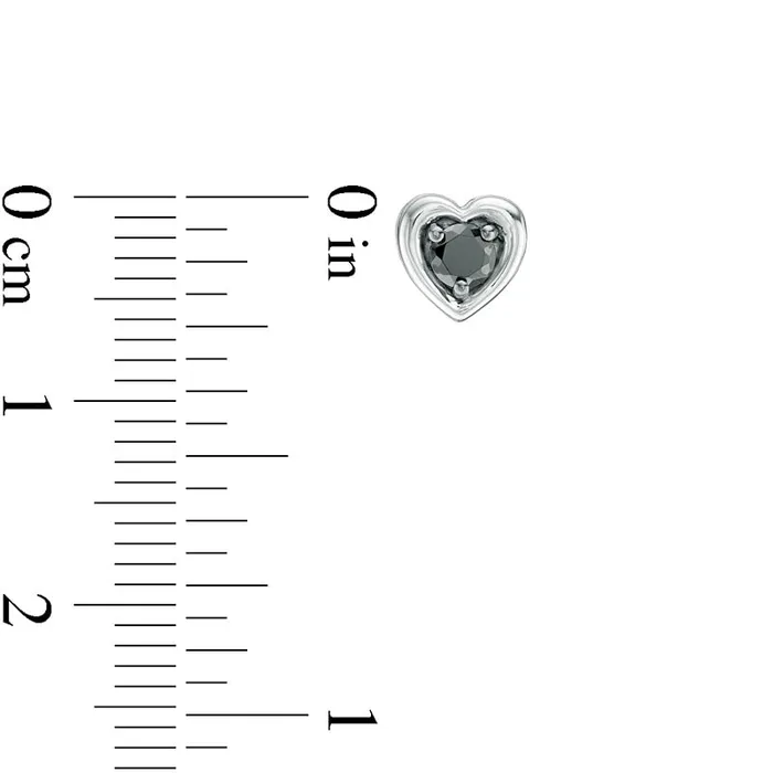 Goldia Earrings 025 CT TW Enhanced Black Diamond Solitaire Heart Stud Earrings in 10K White Gold Goldia Earrings 025 CT TW Enhanced Black Diamond Solitaire Heart Stud Earrings in 10K White Gold