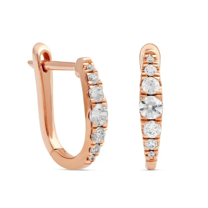 Goldia Earrings 033 CT TW Journey Diamond Hoop Earrings in 10K Rose Gold Goldia Earrings 033 CT TW Journey Diamond Hoop Earrings in 10K Rose Gold