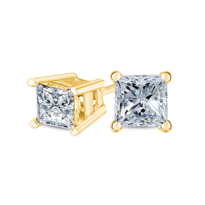 Goldia Earrings 15 CT TW Certified PrincessCut Diamond Solitaire Stud Earrings in 14K Gold JVS2 Goldia Earrings 15 CT TW Certified PrincessCut Diamond Solitaire Stud Earrings in 14K Gold JVS2