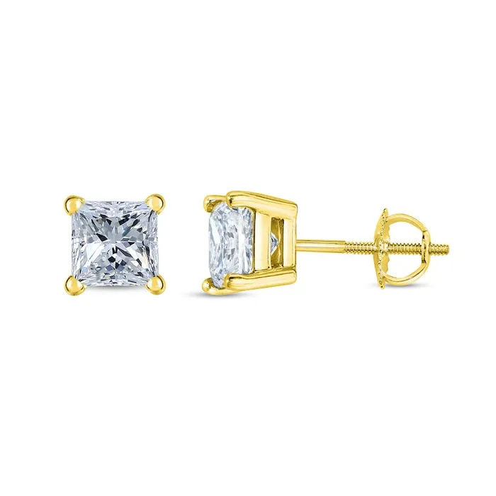 Goldia Earrings 15 CT TW Certified PrincessCut Diamond Solitaire Stud Earrings in 14K Gold JVS2 Goldia Earrings 15 CT TW Certified PrincessCut Diamond Solitaire Stud Earrings in 14K Gold JVS2