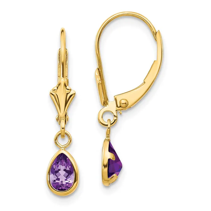 Goldia Earrings 14k 6x4mm AmethystFebruary Earrings