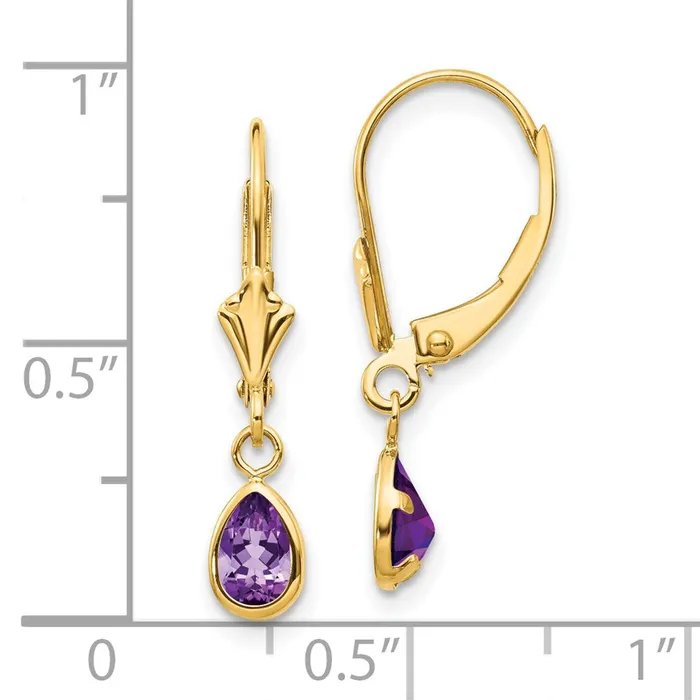 Goldia Earrings 14k 6x4mm AmethystFebruary Earrings